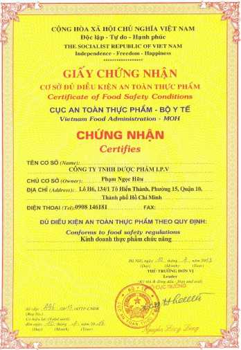 Thủ tục xin giấy chứng nhận vệ sinh an toàn thực phẩm