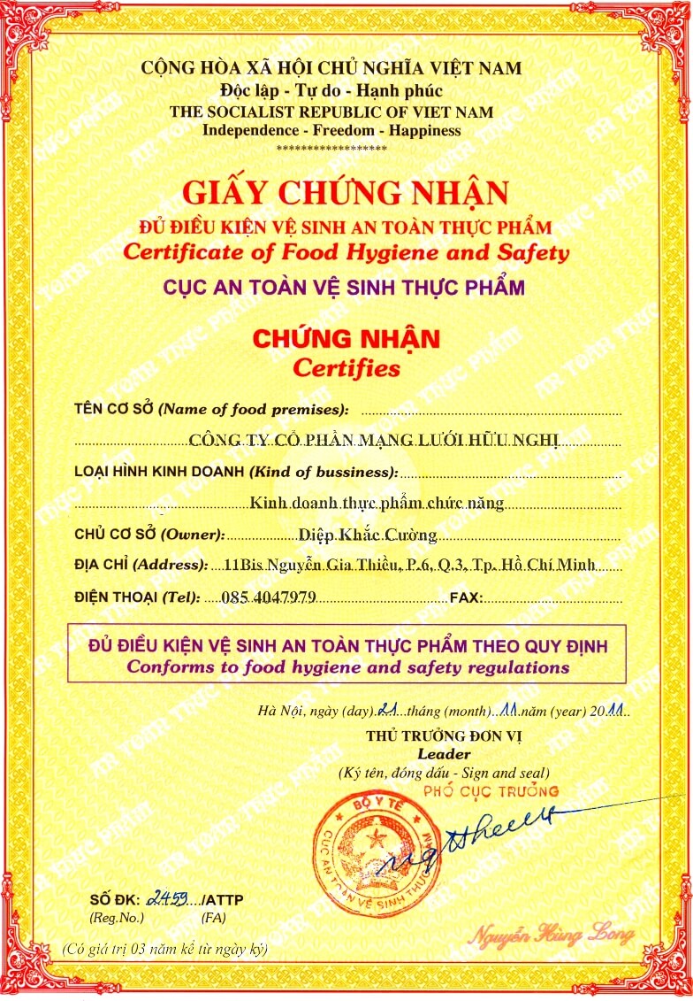 Xin Giấy chứng nhận vệ sinh an toàn thực phẩm cho công ty suất ăn công nghiệp